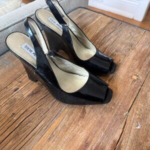 Black patent Steve Madden wedges - size 8